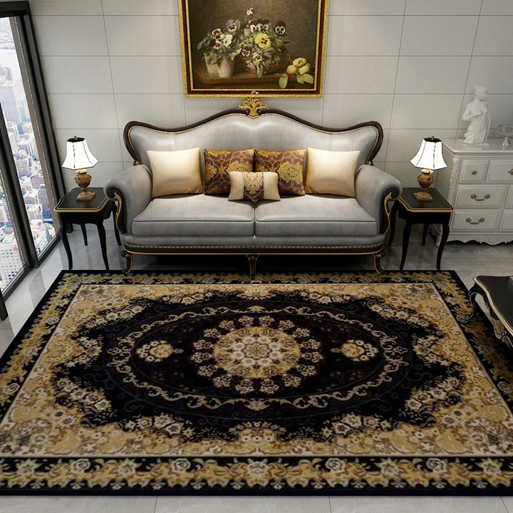 Oriental Floral Frame Rug Dark Color Polypropylene Rug Machine Washable Anti-Slip Back Stain Resistant Area Rug for the Living Room | Bowlift