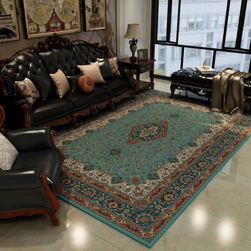 Oriental Floral Frame Rug Dark Color Polypropylene Rug Machine Washable Anti-Slip Back Stain Resistant Area Rug for the Living Room | Bowlift