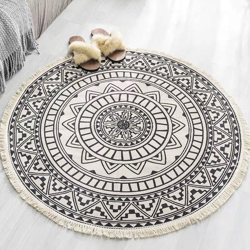 BowLift | Boho-Chic Bedroom Rug Multicolored Mandala Rug Made of Cotton Washable Area Rug