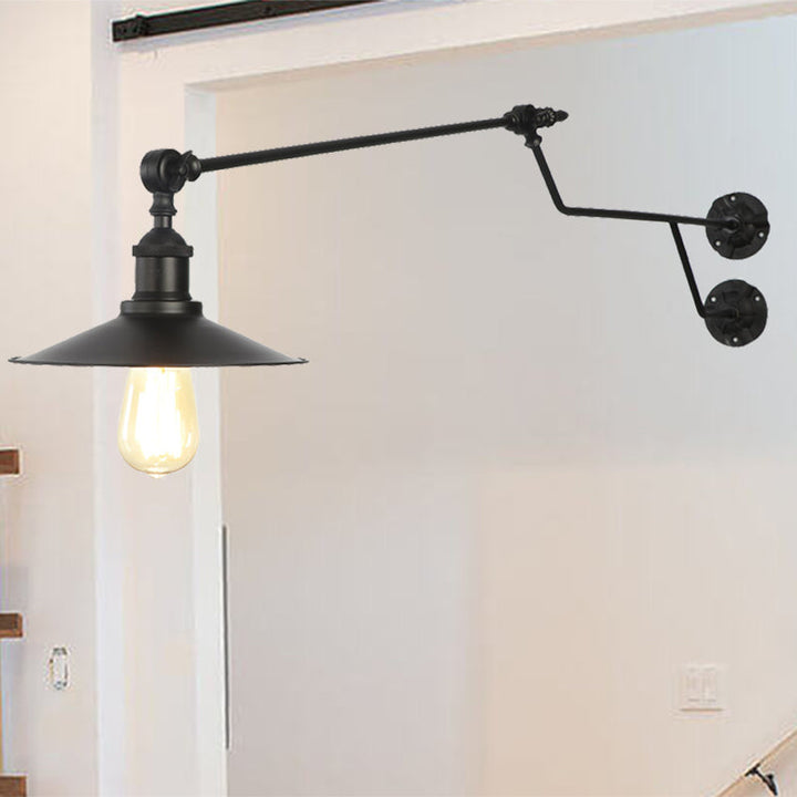 BowLift | Metal Black/Red/White Wall Lamp Cone Shade 1-Light Industrial Wall Lighting for Living Room