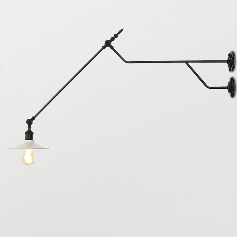 BowLift | Metal Black/Red/White Wall Lamp Cone Shade 1-Light Industrial Wall Lighting for Living Room