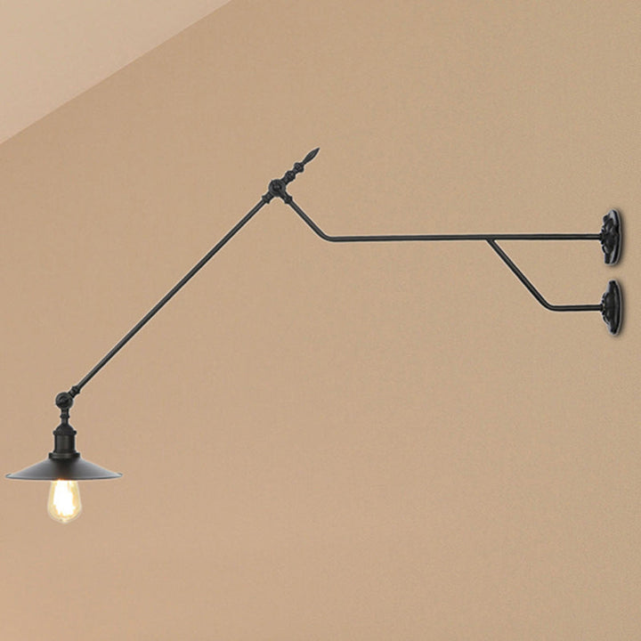 BowLift | Metal Black/Red/White Wall Lamp Cone Shade 1-Light Industrial Wall Lighting for Living Room