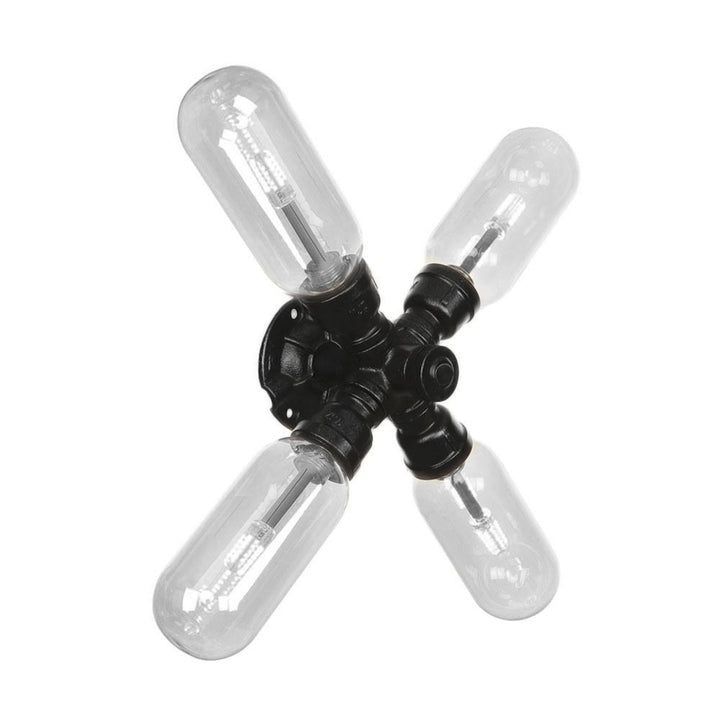 BowLift | Clear Glass Black Wall Lamp Capsule Shade 2/4 Light Industrial Wall Mounted Pipe Lighting