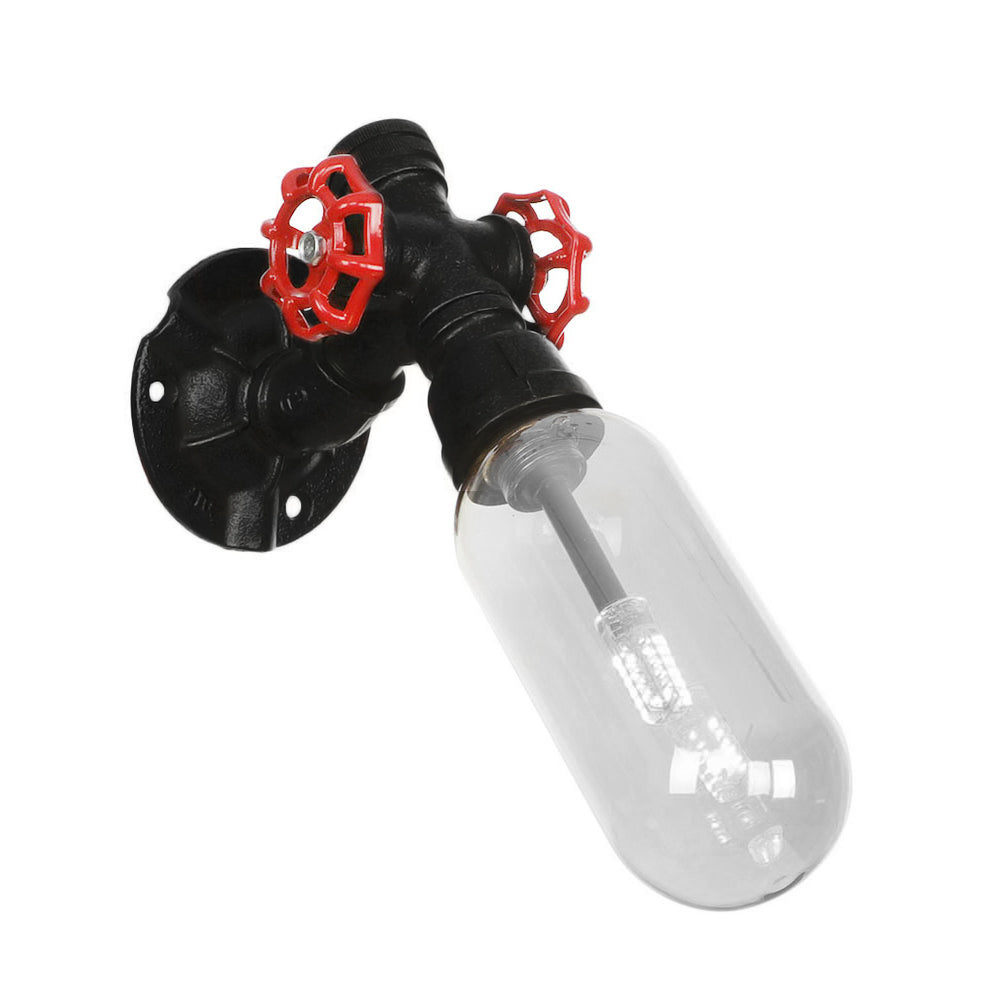 BowLift | Simple clear glass wall-mounted tube light industrial black oval living room wall lamp