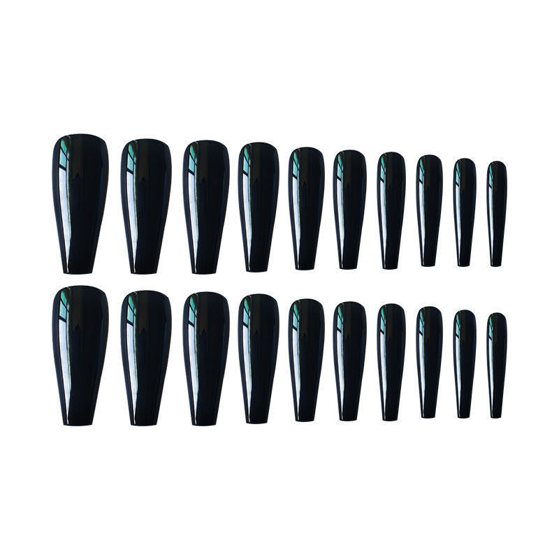 Glossy Long Coffin Press-On Nails Set