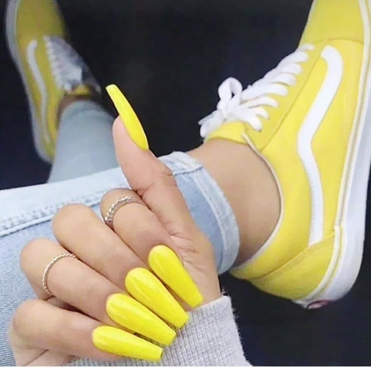 Glossy Long Coffin Press-On Nails Set