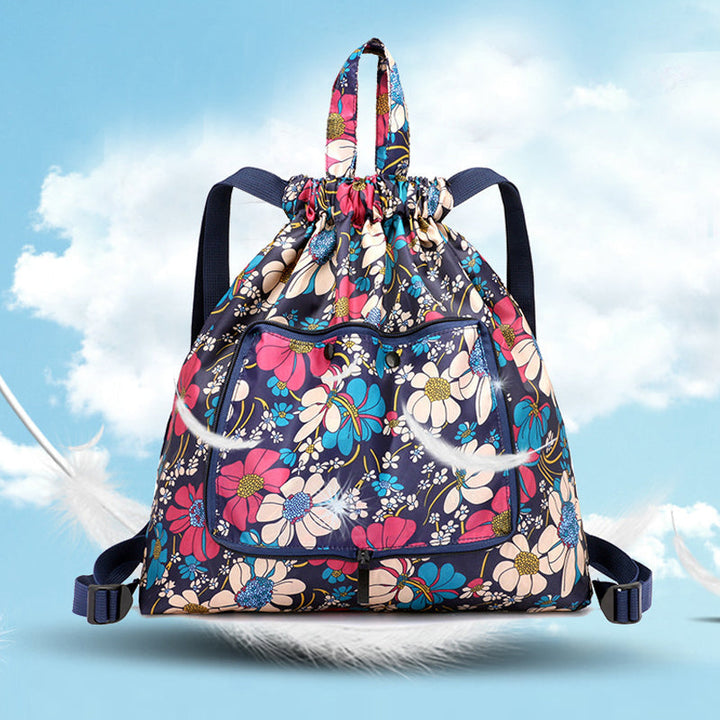 Foldable Printed Nylon Backpack with Drawstring | Bowlift
