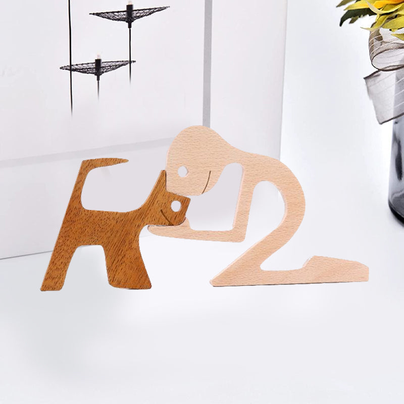 Gift For Pet Lovers - Wood Sculpture Table Ornaments - The Love Between You And Your Fur-Friend | Bowlift