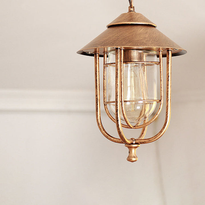 Industrial Vintage Aluminum Cage Glass 1-Light Outdoor Waterproof Pendant Light | Bowlift