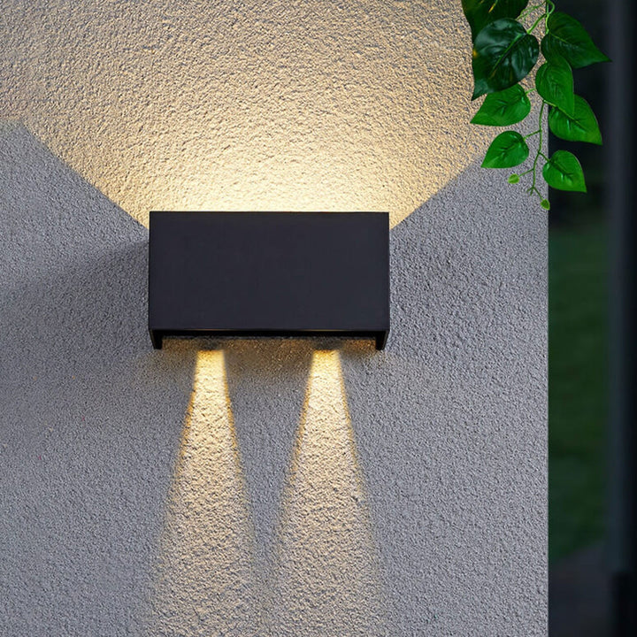 Modern Outdoor Waterproof Rectangular LED Up and Down Illuminated Outdoor Wall Sconce Lamp | Bowlift