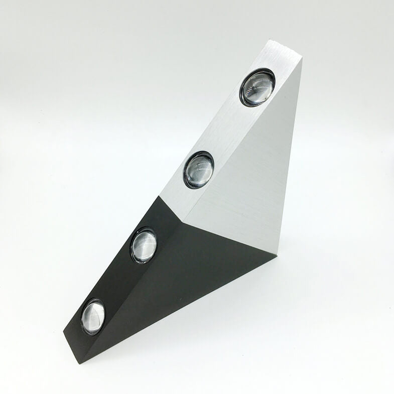 BowLift | TriLumina Prism LED Wall Light | Creative Pyramid Design | Aluminum & Acrylic | Colored Light Options