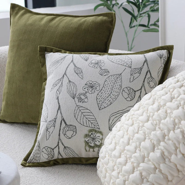 BowLift | Light Luxury Cream Green Cushion Cover 45x45cm – Decorative Jacquard Pillowcase