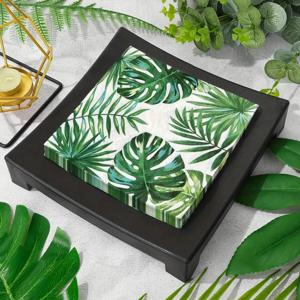 20pcs Green Plant Printed Napkin Papers Mouth Wiping Cloth Paper Towel | Bowlift