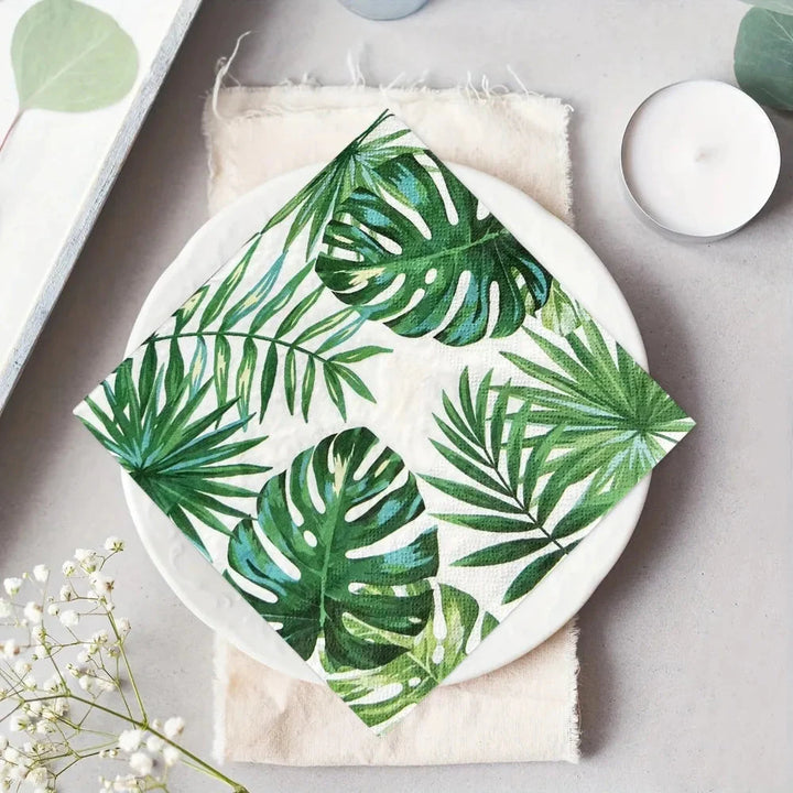 20pcs Green Plant Printed Napkin Papers Mouth Wiping Cloth Paper Towel | Bowlift