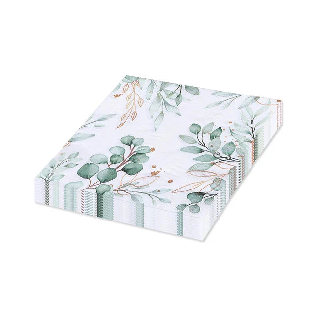 20pcs Green Plant Printed Napkin Papers Mouth Wiping Cloth Paper Towel | Bowlift