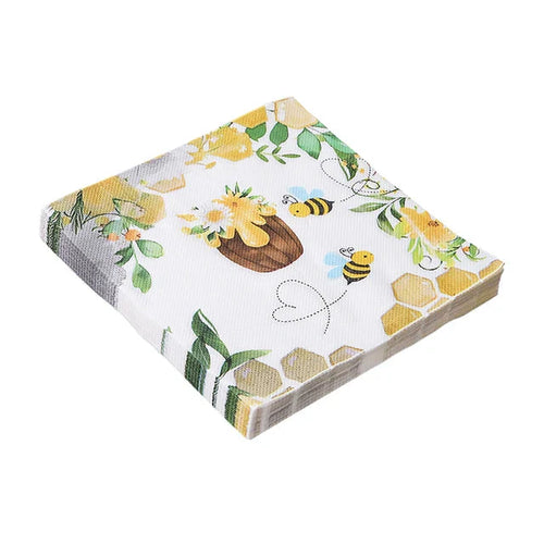 20pcs Napkins Paper Pastoral Style Bee Napkins Retro Rose Print Napkin | Bowlift