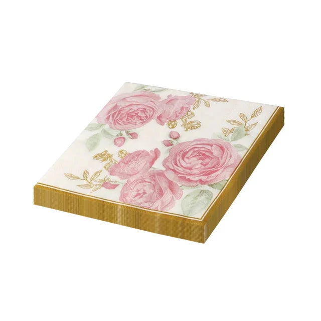 20pcs Napkins Paper Pastoral Style Bee Napkins Retro Rose Print Napkin | Bowlift