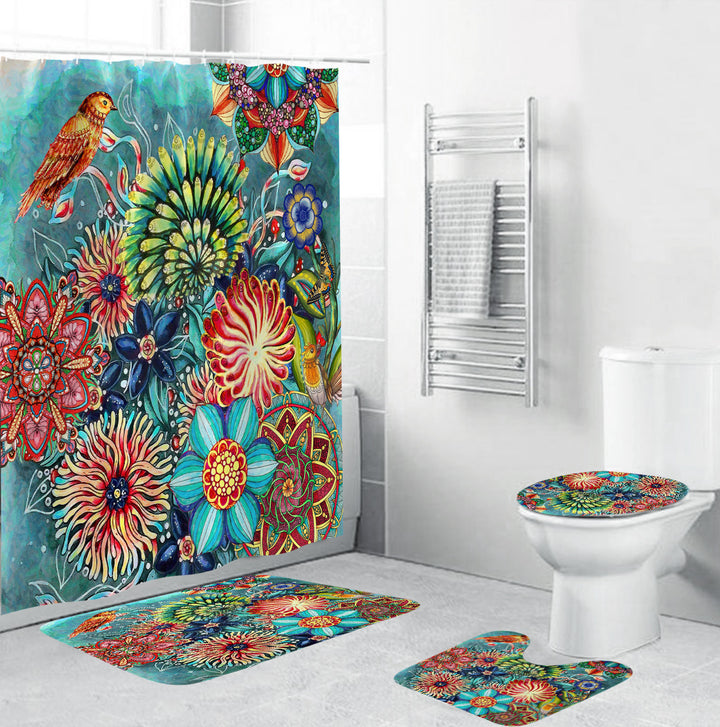 Floral Pattern Bathroom Set Bowlift