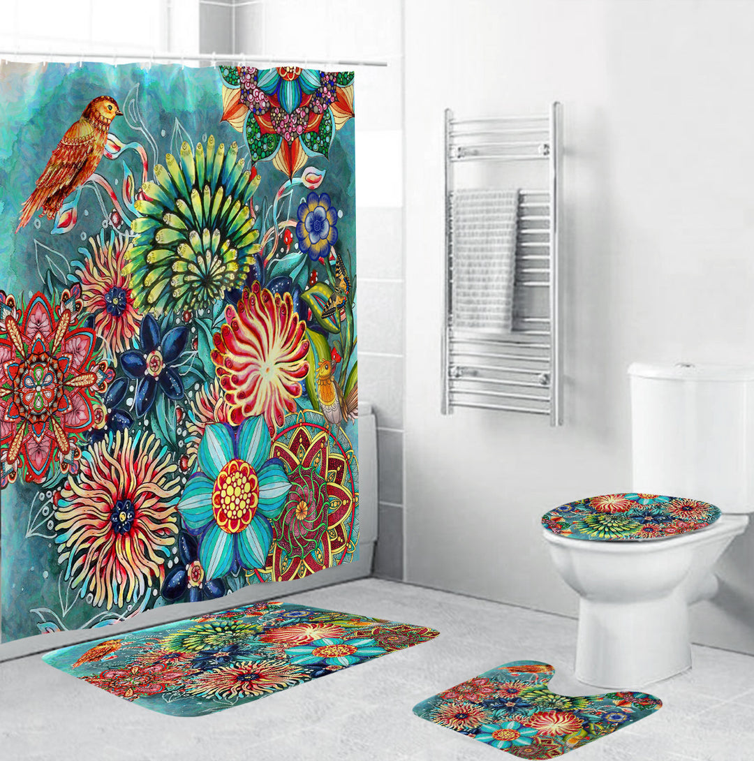 Floral Pattern Bathroom Set Bowlift