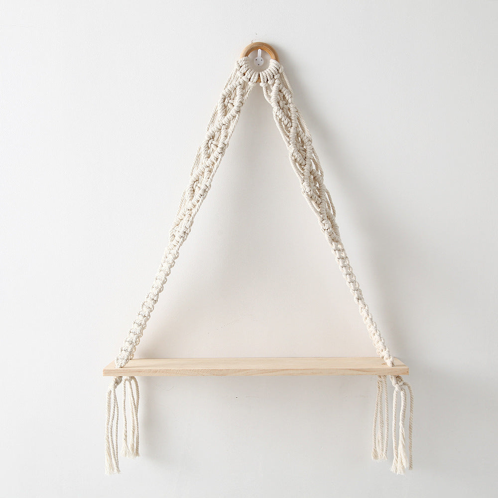 Macramé Hanging Shelf with Natural Wooden Plank Bowlift