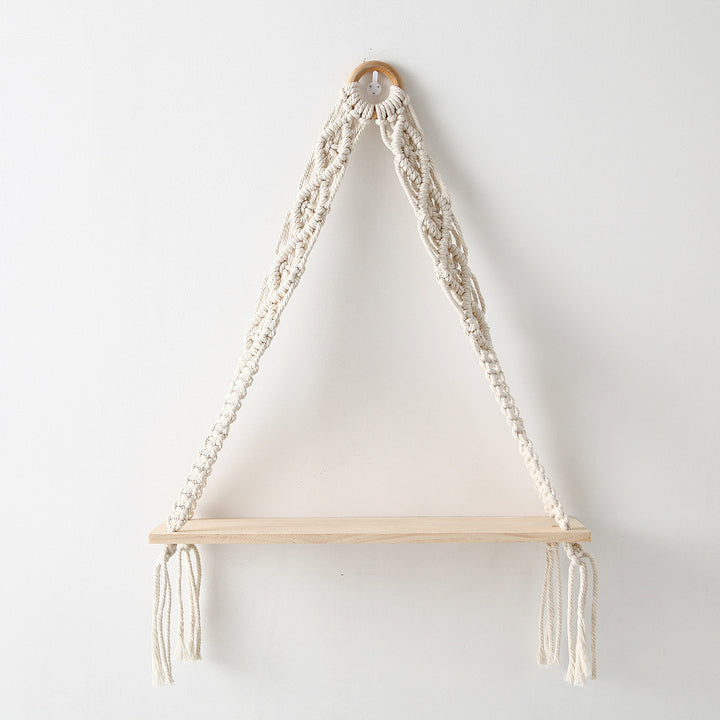 Macramé Hanging Shelf with Natural Wooden Plank Bowlift