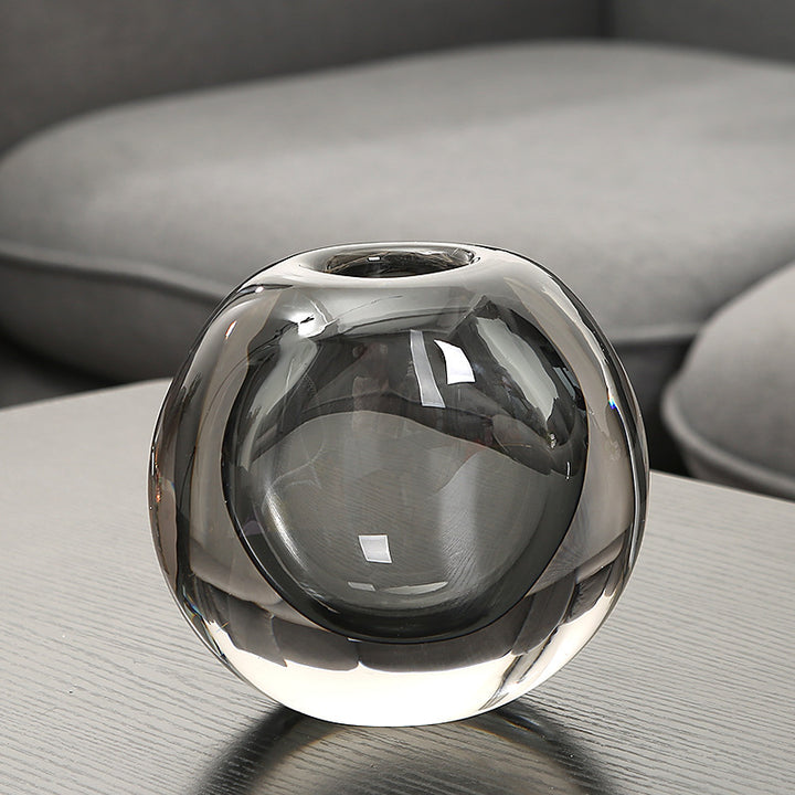 Handcrafted Solid Glass Orb Bud Vase with Sculptural Hollow Core Bowlift