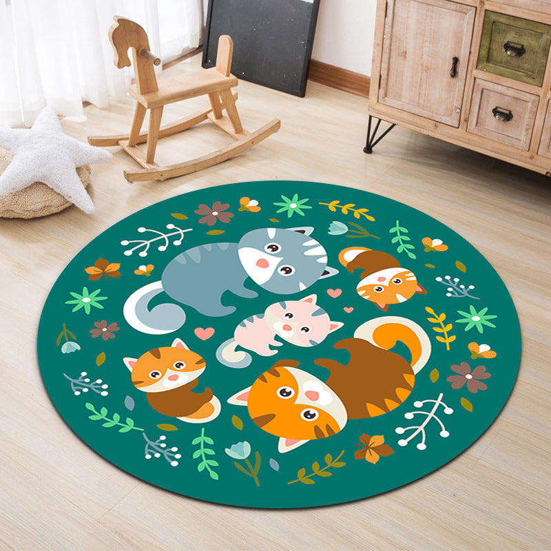 BowLift | Lovable Animal Area Rug Multicolored Cartoon Rug Polypropylene Machine Washable Stain Resistant Non-Slip Rug for Kindergarten