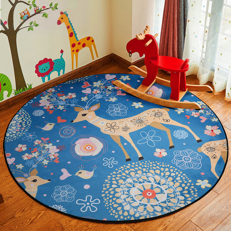 BowLift | Stylish Cartoon Rug Multicolor Fairy Tale World Rug Non-Slip Backing Machine Washable Stain Resistant Rug for Kindergarten