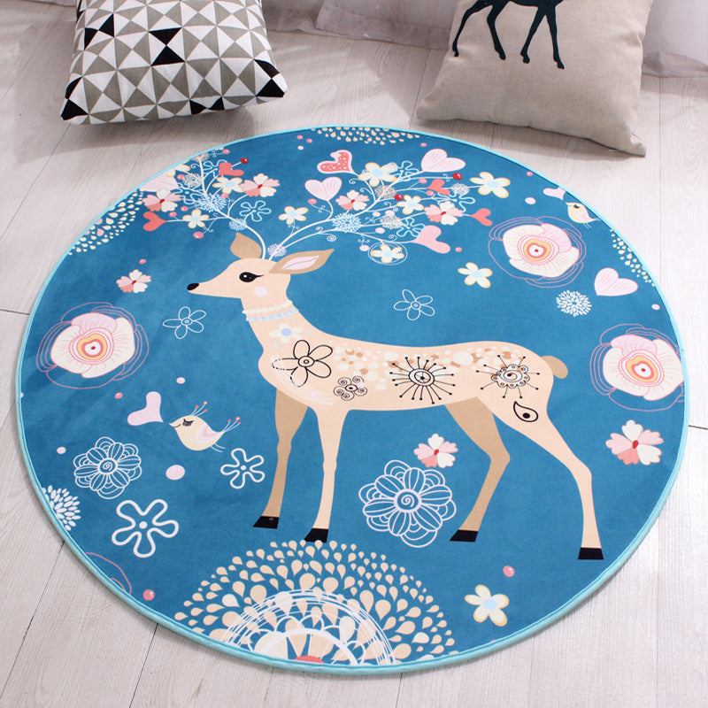 BowLift | Children's furniture Animal rug Multicolored polypropylene fabric Washable pet-friendly non-slip rug for children's room
