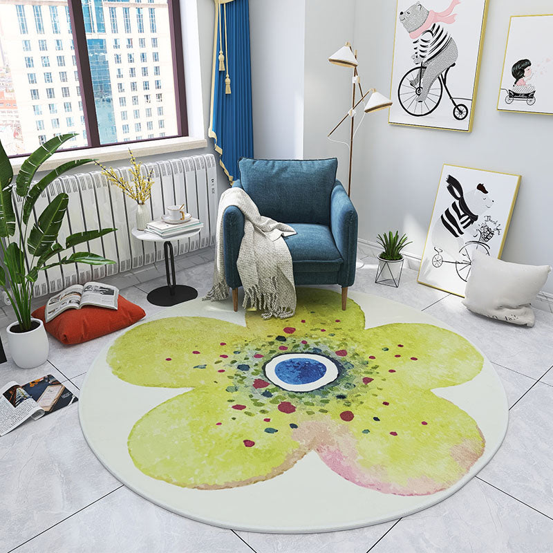 BowLift | Multicolored Bedroom Rug Children Flower Rug Cotton Machine Wash Animal Friendly Area Rug