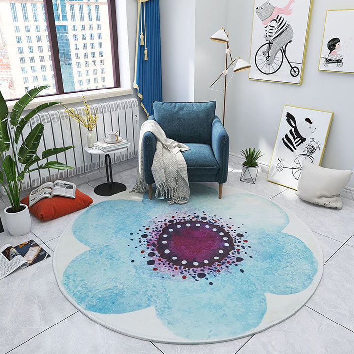 BowLift | Multicolored Bedroom Rug Children Flower Rug Cotton Machine Wash Animal Friendly Area Rug