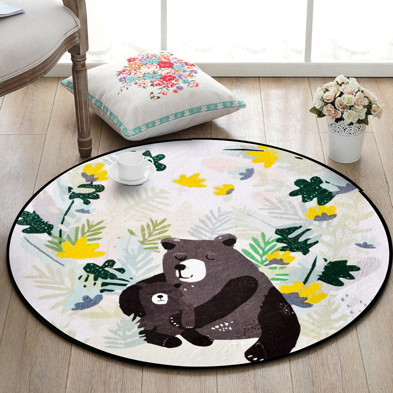 BowLift | Beautiful Kids Rug Multi Color Animal and Botanical Pattern Rug Pet Friendly Washable Non-Slip Rug for Playroom