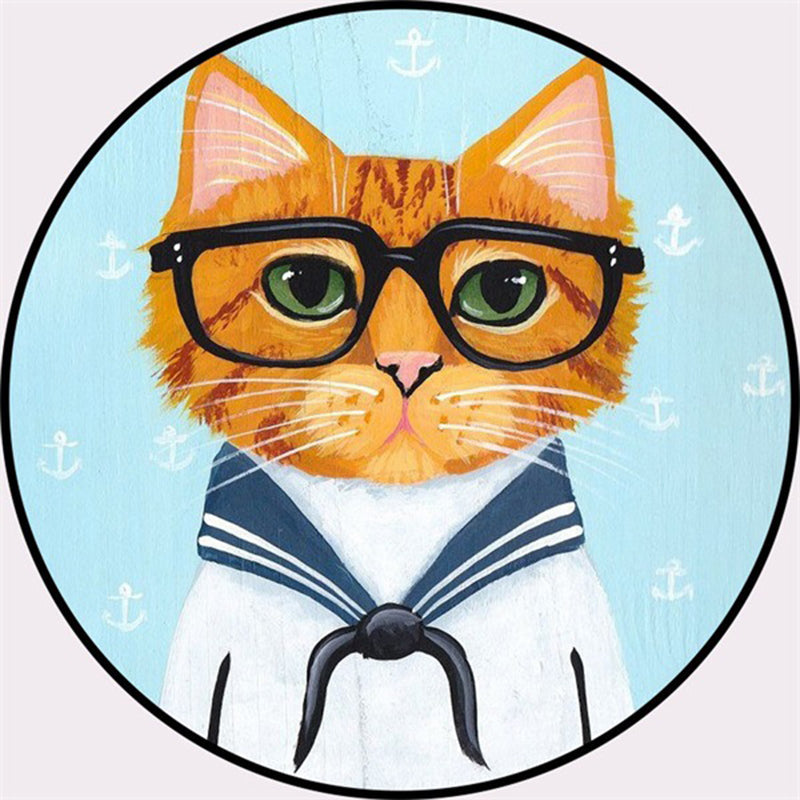 BowLift | Cool Multicolored Men's Cat Rug Polyester Cartoon Rug Pet-Friendly Non-Slip Washable Rug for the Bedroom