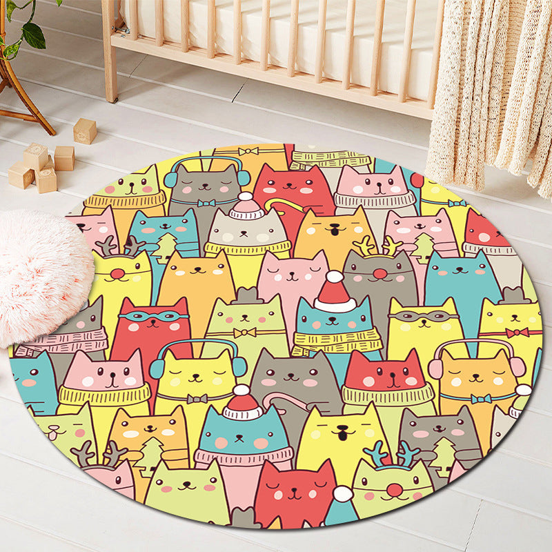 BowLift | Kids Style Baby Room Rug Multicolor Comics Animal Area Rug Synthetic Stain Resistant Washable Non-Slip Rug