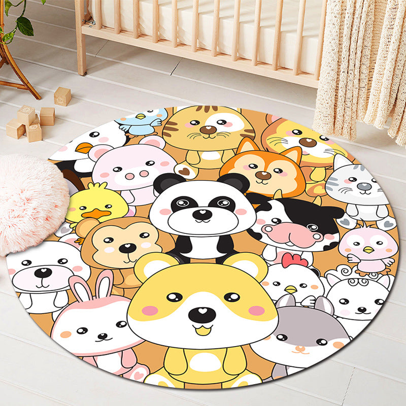 BowLift | Kids Style Baby Room Rug Multicolor Comics Animal Area Rug Synthetic Stain Resistant Washable Non-Slip Rug