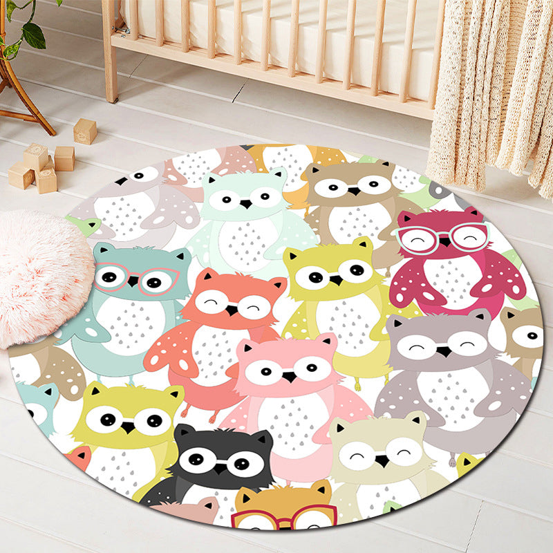 BowLift | Kids Style Baby Room Rug Multicolor Comics Animal Area Rug Synthetic Stain Resistant Washable Non-Slip Rug