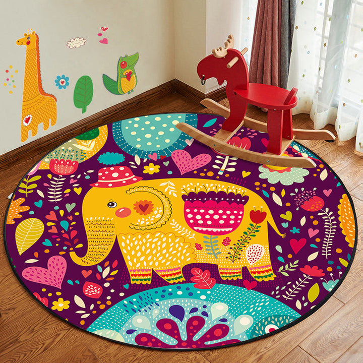 BowLift | Leather and Play Cartoon Rug Multi Color Animal Pattern Rug Pet Friendly Anti-Slip Back Washable Rug for Children