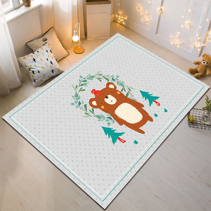 BowLift | Nordic Style Animal Rug Multicolor Synthetic Carpet Washable Stain Resistant Non-Slip Rug for Children's Room