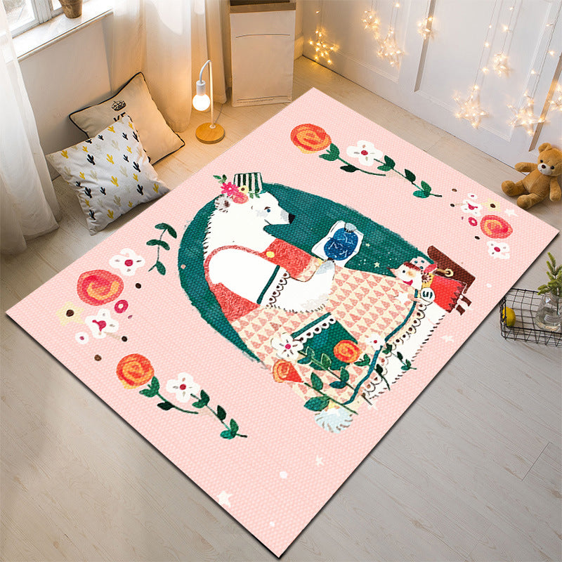 BowLift | Nordic Style Animal Rug Multicolor Synthetic Carpet Washable Stain Resistant Non-Slip Rug for Children's Room