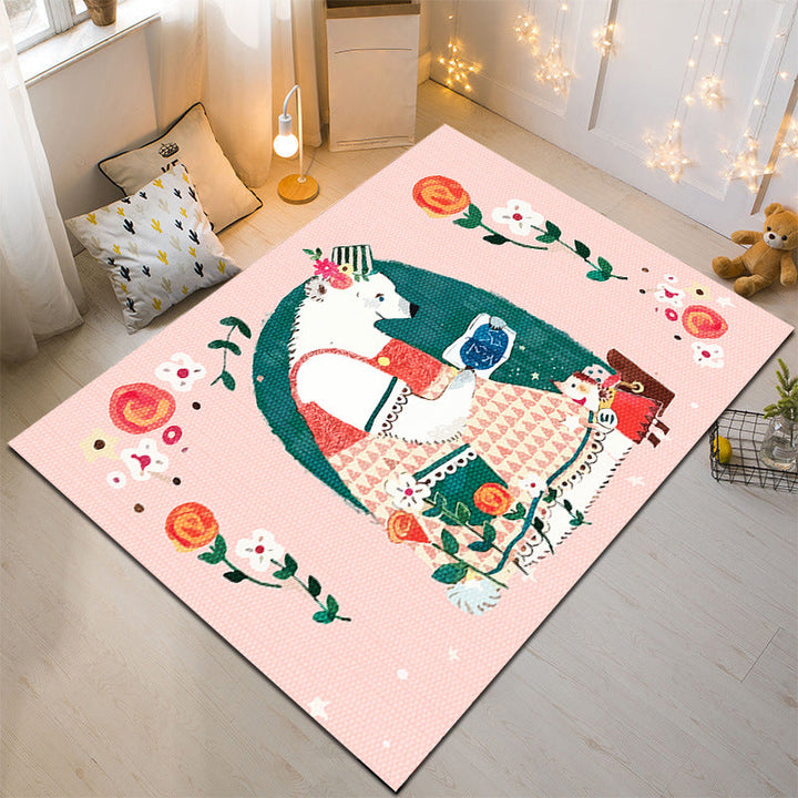 BowLift | Nordic Style Animal Rug Multicolor Synthetic Carpet Washable Stain Resistant Non-Slip Rug for Children's Room