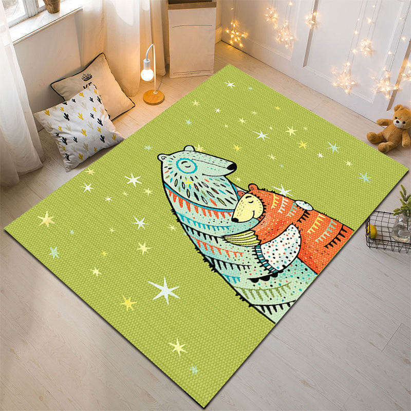 BowLift | Nordic Style Animal Rug Multicolor Synthetic Carpet Washable Stain Resistant Non-Slip Rug for Children's Room