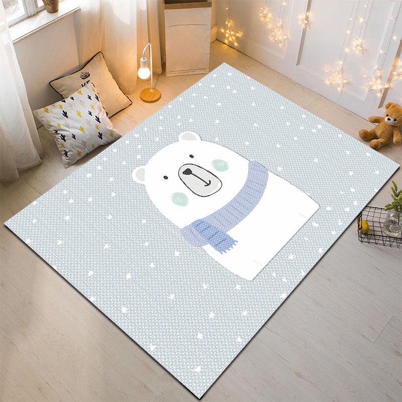 BowLift | Nordic Style Animal Rug Multicolor Synthetic Carpet Washable Stain Resistant Non-Slip Rug for Children's Room
