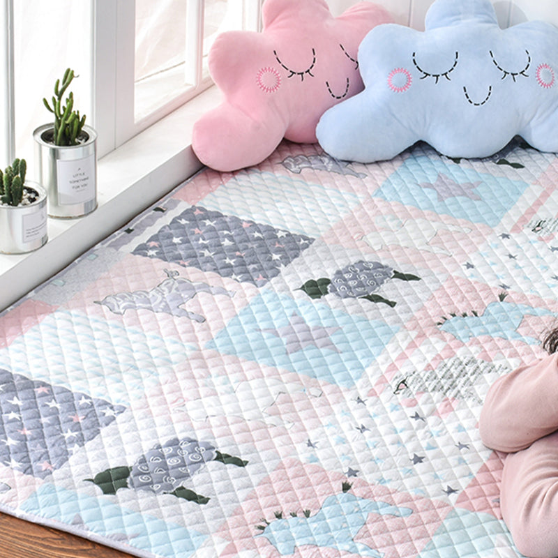 BowLift | Soft Animal Print Quilted Rug Multi Color Cartoon Rug Cotton Easy Care Rug for Children's Room