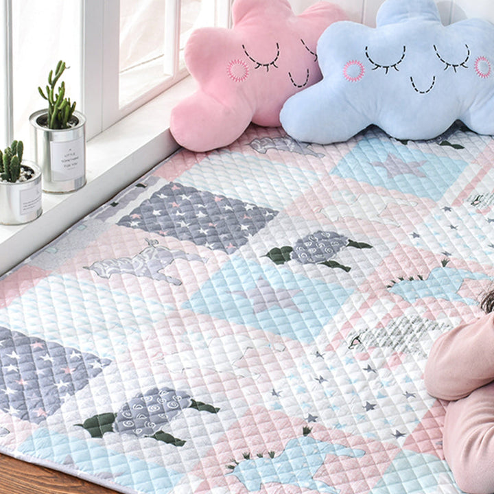 BowLift | Soft Animal Print Quilted Rug Multi Color Cartoon Rug Cotton Easy Care Rug for Children's Room
