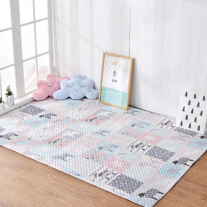 BowLift | Soft Animal Print Quilted Rug Multi Color Cartoon Rug Cotton Easy Care Rug for Children's Room