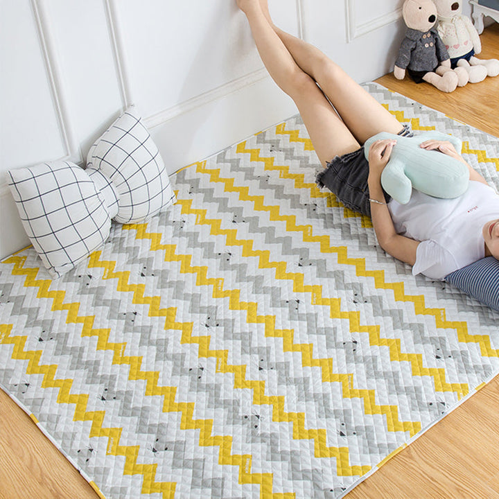 BowLift | Soft Animal Print Quilted Rug Multi Color Cartoon Rug Cotton Easy Care Rug for Children's Room