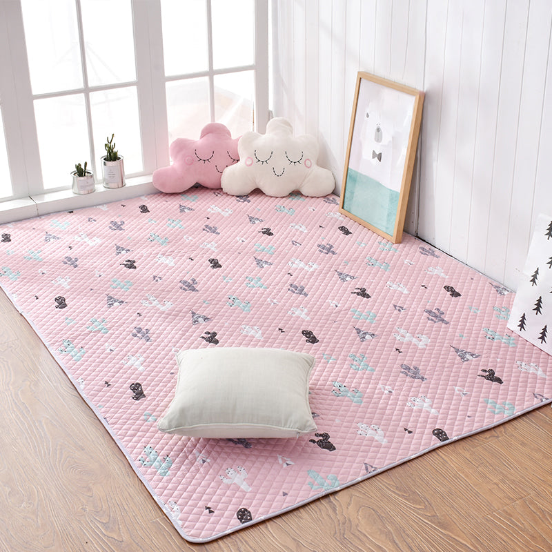BowLift | Soft Animal Print Quilted Rug Multi Color Cartoon Rug Cotton Easy Care Rug for Children's Room