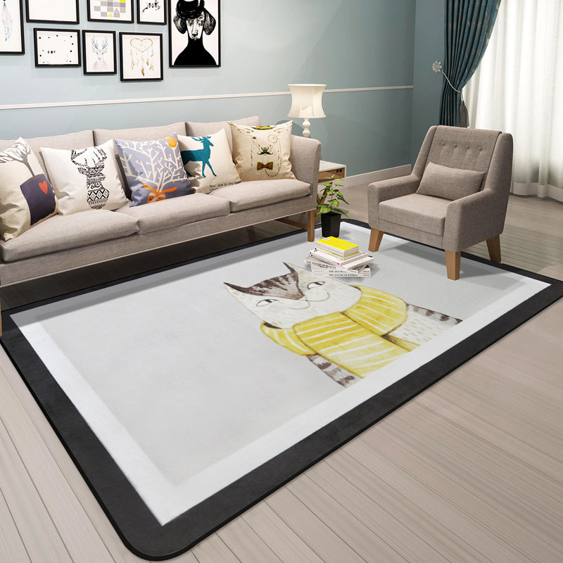 BowLift | Cartoon Animal Gentleman Rug Multicolor Polypropylene Rug Washable Pet Friendly Non-Slip Underlay Rug for Living Room