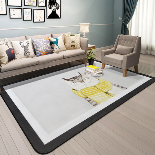BowLift | Cartoon Animal Gentleman Rug Multicolor Polypropylene Rug Washable Pet Friendly Non-Slip Underlay Rug for Living Room