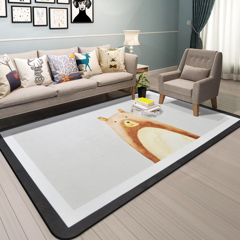 BowLift | Cartoon Animal Gentleman Rug Multicolor Polypropylene Rug Washable Pet Friendly Non-Slip Underlay Rug for Living Room